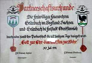 Die Partnerschaftsurkunde vom 30. Juli 1994